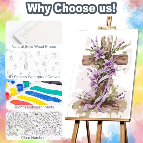 Kalonyth Cross Framed Paint by Numbers Kit for Adults Beginner 8x12 inch