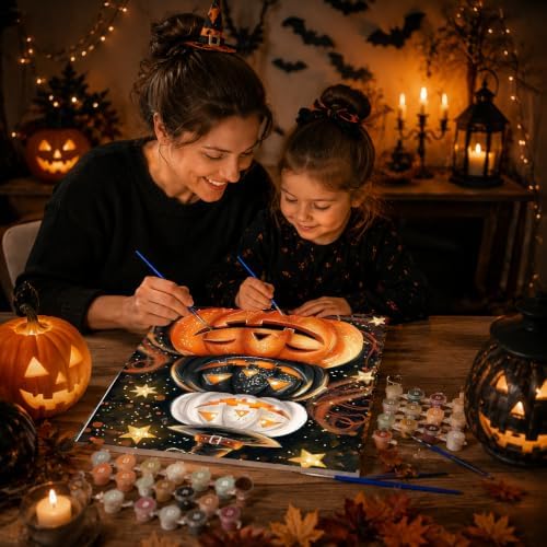 Pumpkin Paint by Numbers Kit for Adults Beginner with Framed 10x12 Inch