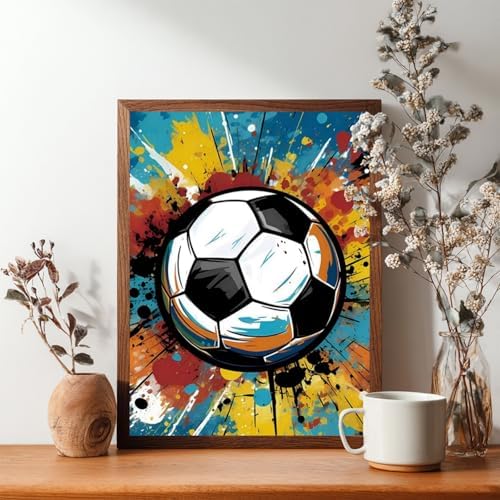 Reivworl Soccer Diamond Art Kits for Adults Beginner 12×16 inch