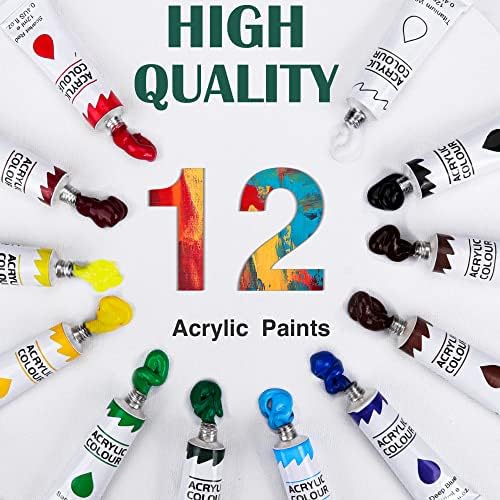 ESRICH Canvas Painting Kit, Acrylic Paint Set with 30 Paint Brushes