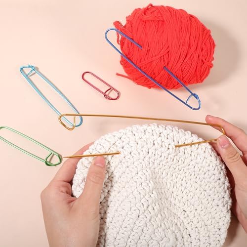 HJZHII 24 Pcs Knitting Stitch Holders, 6 Size Metal Stitch Holders