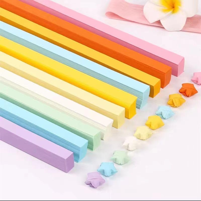 1080 Sheets Star Origami Paper - 10 Color Assortment, Double Sided, Solid Color, DIY Hand Art Crafts