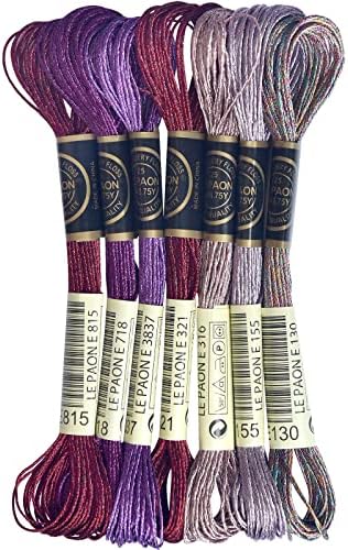LE PAON Embroidery Floss Metallic Thread (Red-Purple Series)