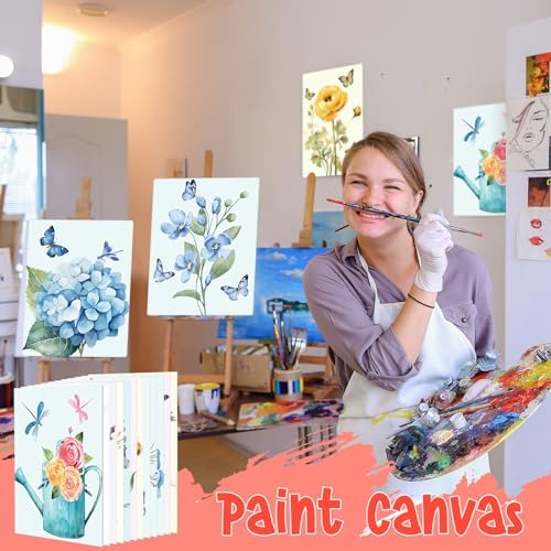 Tinlade 12 Pcs Pre Drawn Canvas for Painting Stretched,Elegant Style