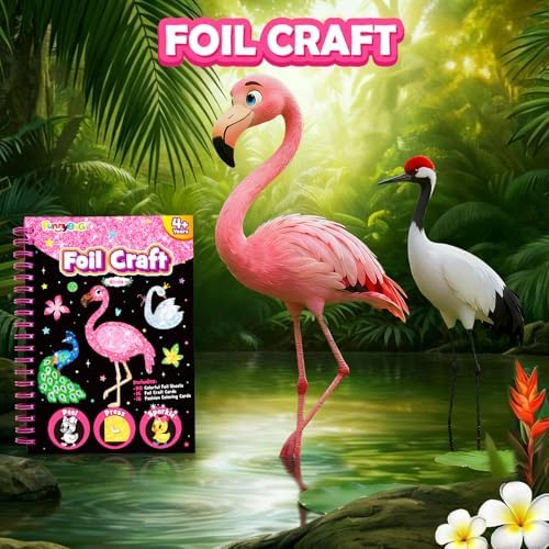 FUNNYB&G Foil Art Craft Kit for Kids, Sparkly Birthday Gift Toy for Girls | No Mess, Kids Ages 4-10 Create Sparkling Artwork, A Creative Gift for Birthdays, Holidays, Travel Activities,Screen-Free Fun