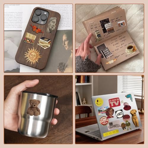 PRSTINCOL Vintage Sticker Book with 30 Pages of Ephemera Stickers, Aesthetic Junk Journaling Supplies for Scrapbooking Adults, 8.3 by 5.5 Inches, Over 550 Pieces