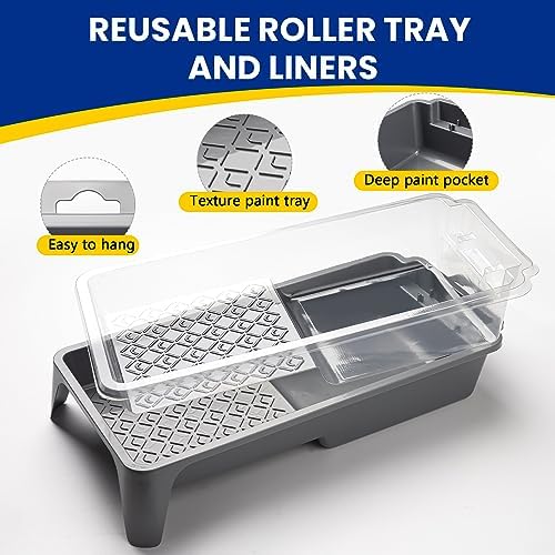 Mister Rui Paint Roller Kit, 16 Pack, 4 Inch Microfiber Paint Rollers