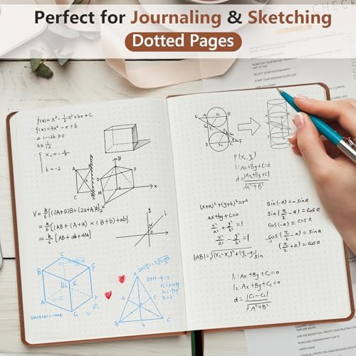 Dotted Journal 5.9"×8.5", 160 Pages Dot Grid Notebook, Bullet Journaling | Hardcover Leather Journal for Women & Men,100 Gsm Thick Paper,Medium Size, Dotted notebook for Work, School, Travel Writing