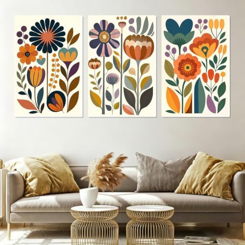 3 Pack Framed Paint by Numbers Kit for Adults, Flowers Paint by Numbers
