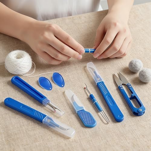 CllyCnny Seam Rippers for Sewing, 2 Big and 2 Small Stitch Remover Tools, with Automatic Needle Threaders, Thread Ripper with Thread Snips for Fabric, Quilting, Dressmaking
