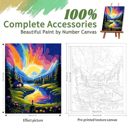 ZTOTZ Paint by Numbers Kit for Adults,Aurora Borealis Painting by Numbers16x20 Canvas,Landscape Paint by Number Kits for Home Decor