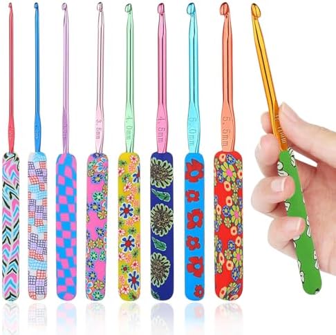 Crochet Hooks,9 Size Colorful Metal Crochet Hooks (2.0mm-6mm)