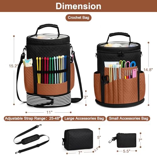 Crochet Yarn Knitting Bag 3PCS Expandable Large Yarn Storage Organizer Bag