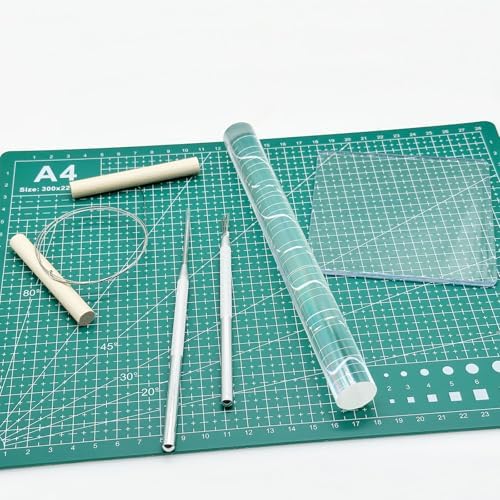 Yayatty Polymer Clay Tools, Acrylic Clay Roller, Acrylic Sheet, Rotary Cutting Mat, Round Polymer Clay Cutters with Clay Slicer Blade for Pottery and Sculpture (13 PCS)