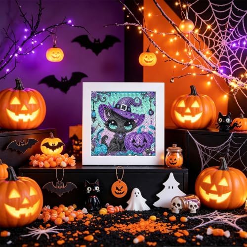 Cat Diamond Art Painting Kits for Kids with Frame Ages 4-8-12 (7x7 inch)