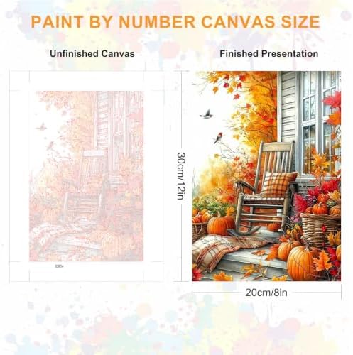 SENQAO Autumn Chair Paint by Numbers Kit for Adults Beginner, Fall Couryard Adult Paint by Number Kits on Canvas, DIY Acrylic Oil Easy Painting by Numbers for Home Wall Decor 8X12 inch