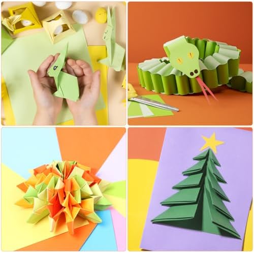 Opret Origami Paper Square Single Sided for Arts and Crafts Projects | Square Colored Paper, Large, 25X25cm, 10 Inch, 100 Sheets, 50 Vivid Colors