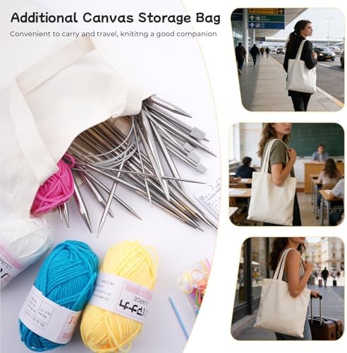 Weabetfu 56Pcs Knitting Needles Set with Tote Bag for Beginners