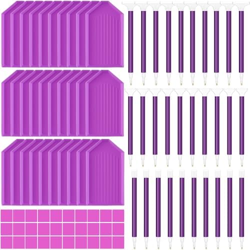 Affrolling 90 Pcs Diamond Art Tools, Drill Pens Trays Glue Clay