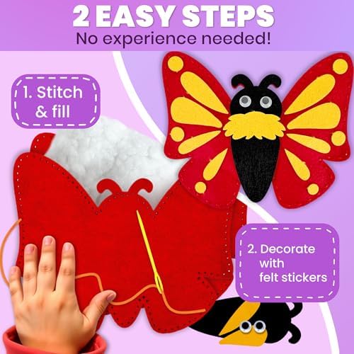 Sewing Kit for Kids Ages 4-8 - 12 Beginner DIY Kids Sewing Crafts Ages 5-8
