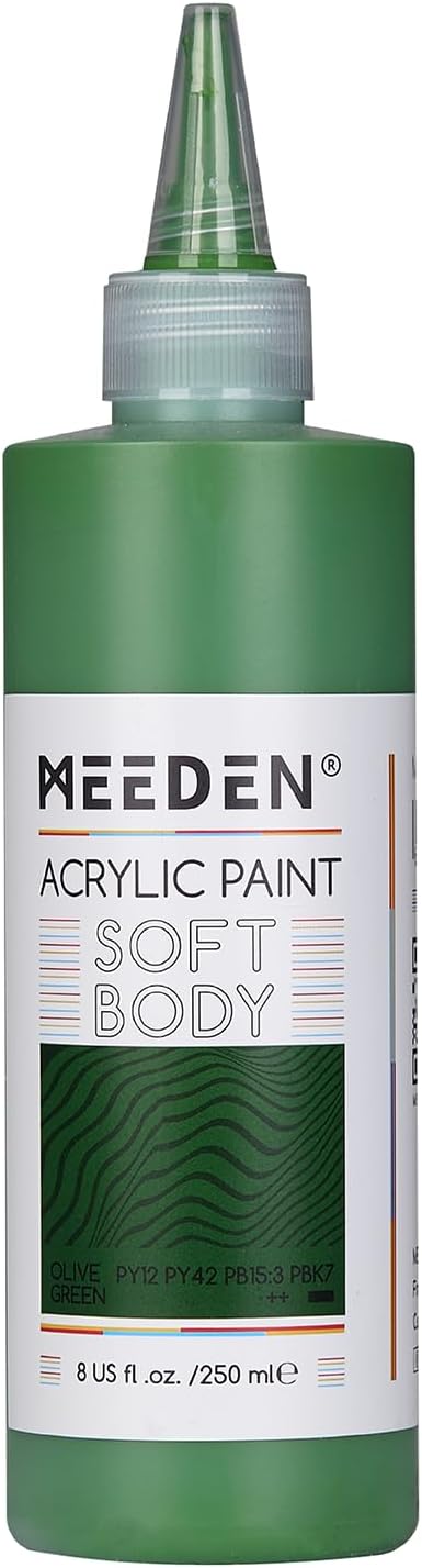 MEEDEN Olive Green Acrylic Paint: Matte Finish 250ml/8.45oz Soft Body