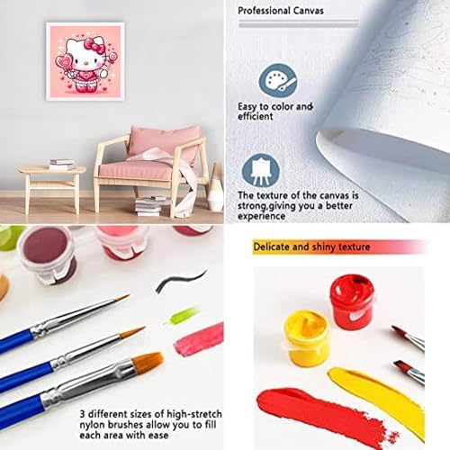 JAKI Paint by Numbers kit for Adults-Cartoon Paint by Numbers kit for Kids,DIY Acrylic Oil Painting Adult Paint by Number Kits for Gift Home Wall Decor 16 x 16 incm