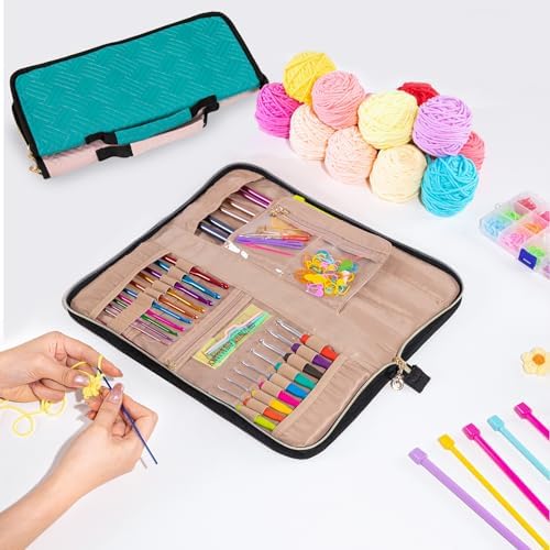 MYBAGZING Knitting Needles Case (Up to 14 Inches) - Organizer for Knitting and Crochet Accessories - Empty Hook Case
