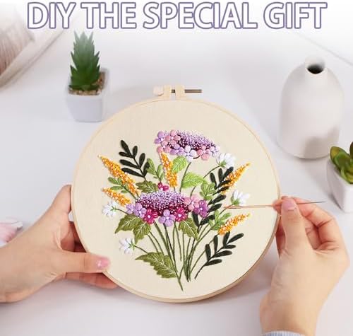 Offizon 3 Sets Embroidery Kit for Beginners Adult DIY Cross Stitches