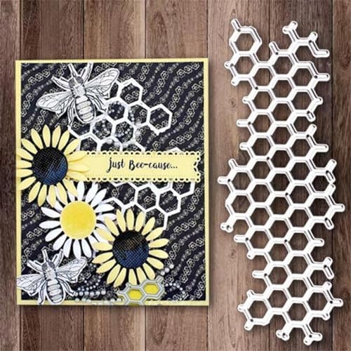 Scrapbooking Die-Cuts, Layer Frame Net Set Metal Cutting Dies for Card Making, Paper Craft Template, Background Embossing Stencils, DIY Album Décor (Honeycomb Grid-5.3x13cm)