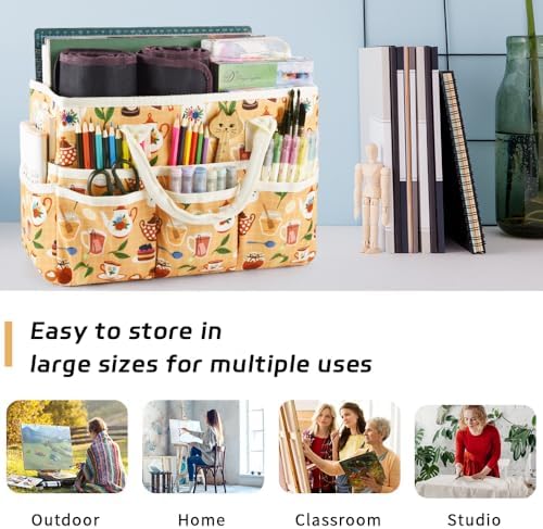 Craft Organizer Tote Bag with Multiple Pockets,Scrapbooking Art Storage