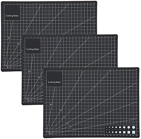 Zerodis 3 Pcs Cutting Mat A4 Black Self Healing Mat Non Reflective Non Slip for Writing Painting Carving Engraving Craft Paper Cutting