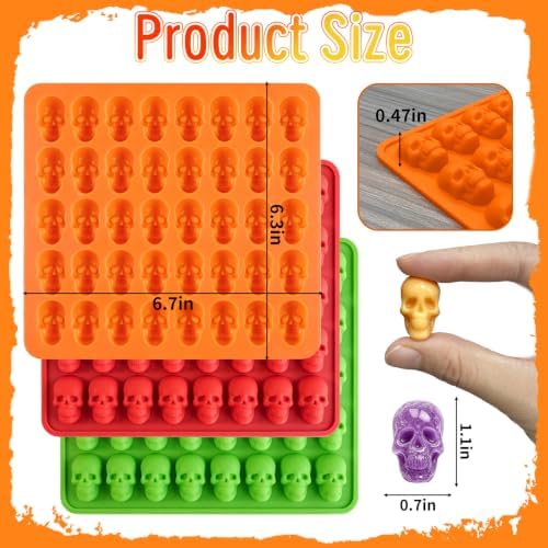 Mini Skull Mold, 3 Pack Halloween Skull Gummy Molds