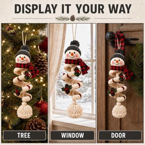 Crochet Snowman Spiral Ornament DIY Kit, Christmas Craft for Adults