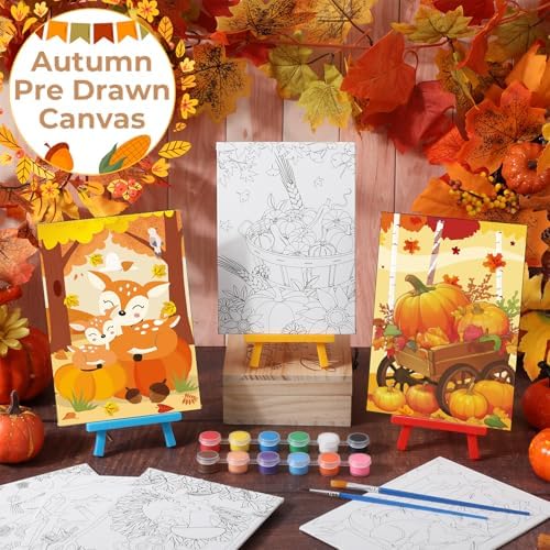 Blosssound 10 Set Fall Pre Printed Canvas For Painting Autumn Canvas 5x7"