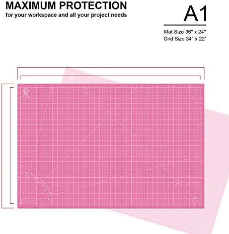 KC GLOBAL A1 (36"x24") Self-Healing Cutting Mat (Pink) - Sturdy, Reversible, Eco-Friendly, Non-Slip. Premium Desk Mat for Crafters, Quilters, and Hobbyist