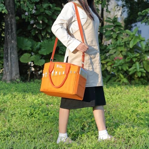 Art Craft Supply & Pottery Bag – 36 Pockets – Detachable Shoulder Strap - Handles – Removable Padded Divider - Washable – Tools, Knitting, Crochet, Yarn, Sewing, Scrapbooking, Clay, Tote