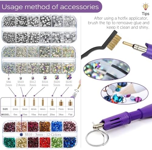 Hotfix Rhinestones Applicator DIY Kit with 4600 Crystals, 19 Pattern Design