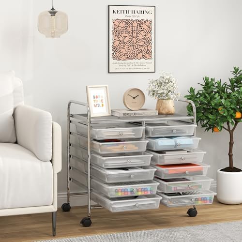 COSTWAY 12-Drawer Rolling Storage Cart, Utility Storage Organizer Cart