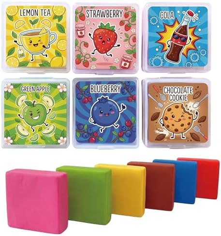 Scented Kneaded Erasers Set, Kneadable Art Erasers in Individual Plastic Cases, Soft Moldable Drawing Eraser for Sketching, Charcoal, Graphite, Clean Erasing Stationery (36, Soda Theme)