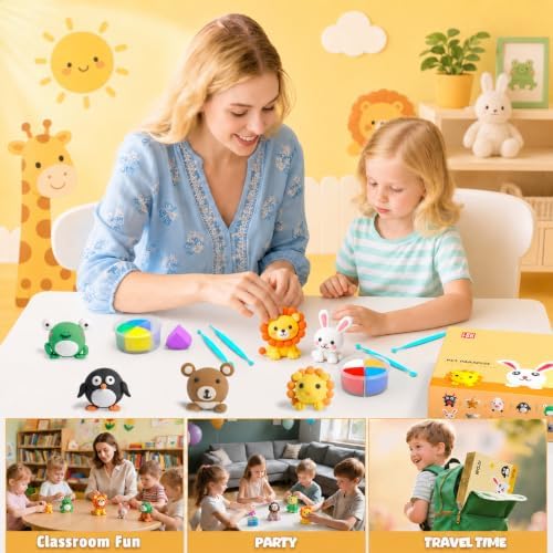 Air Dry Clay Kit -12 Animals Modeling Clay for Kids Arts and Crafts