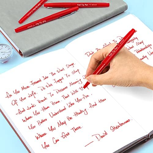 Lelix Felt Tip Pens, 40 Red Pack, 0.7mm Medium Point, Felt Tip Markers Pens for Journaling, Writing, Note Taking, Planner, Perfect for School Office and Art Supplies