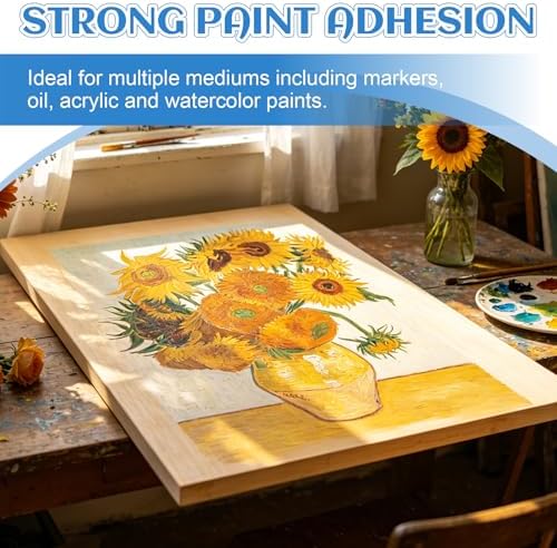 ESRICH 12x16 Inch Wood Panels for Painting, 2 Pack Craft Wood Canvas Boards, Blank Unfinished Wooden Art Board for DIY Art Creations Such as Painting, Acrylic Pouring, Resin, Burning, Collage, etc.