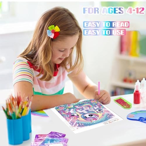 Cartoon Diamond Art Painting Kits for Kids with Frame Ages 4-8-12 (7x7 in)