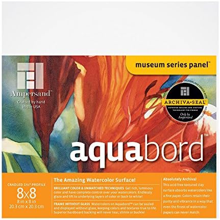 Ampersand Aquabord Panel for Watercolor and Gouache, 1.5 Inch Cradled Profile, 8X8 Inch (CBTG0808)