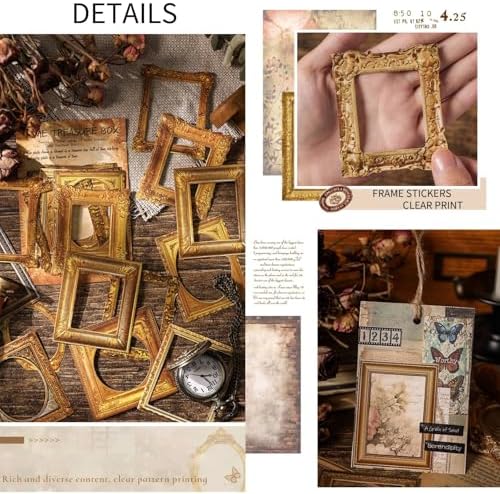 180 Pieces Vintage Scrapbook Picture Frame Paper Stickers for Scrapbooking Supplies, Assorted Retro Photo Borders Ephemera for Junk Journals Album Art Crafts Journaling Collage