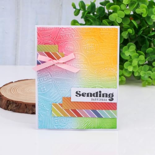 BAOFALI 3D Embossing Folder for Card Making,Postmark Background Plastic Texture Fades Embossing Folder Template for Scrapbooking Cardstock Album DIY Decoration Paper Crafting 5.9x5.9inch