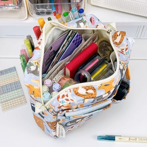 Multiple Pockets Portfolio Organizer with Zippered,Storage Pencil Pouch Bag