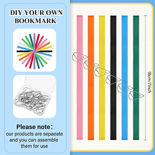 Taobary 42 Pcs Elastic Bookmarks Set with Paper Clips, Bright Color
