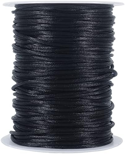 Tenn Well 3mm Satin Cord, 328 Feet Silky Nylon Rattail Cord for Macrame Projects, Dream Catchers, Chinese Knotting, Arts and Crafts Black