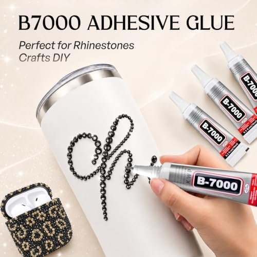 32000 Pcs Resin Jelly Rhinestones Kit, Black Flatback Rhinestones 3mm (2–6mm Size Options), Crystal Bedazzling Kit with 4 Pcs B7000 Glue & Tools for Nail Art, DIY Crafts & Clothing Decoration